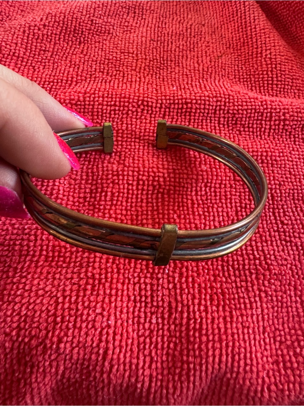 Handcrafted Two-Tone Copper and Brass Cuff Bracelet - Women's Jewelry